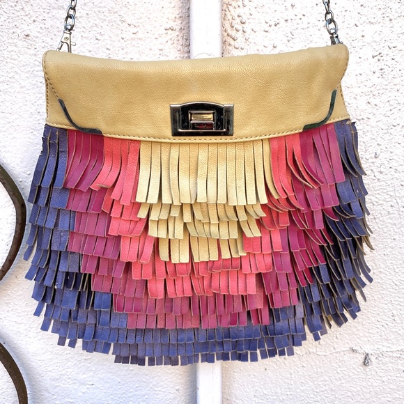 Melie Bianco Handbags - Melie Bianco Vegan Rainbow Fringe Purse